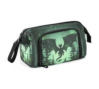 Sletend Dragon Green Pencil Case Large Capacity Pencil Pouch, Handheld Pen Bag Cosmetic Portable Gift for Office School Teen Girl Boy Men Women Adult Pencil Storage Organizer