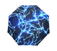 Sletend Lightning Blue Portable Folding Windproof Automatic Umbrella,One Touch Auto Open and Close Button Compact Travel Umbrella for Women Men Kid