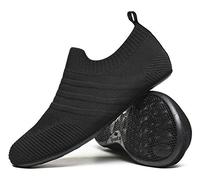 SLEVEL Lightweight Non Slip Travel Indoor Grip House Slipper Socks Unisex Adult Around The House Floor Home Shoes for Women Men, Allblack20033, 14.5-15.5 Women/12.5-13.5 Men