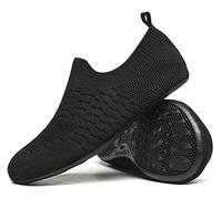 SLEVEL Lightweight Non Slip Travel Indoor Grip House Slipper Socks Unisex Adult Around The House Floor Home Shoes for Women Men, Allblack20031, 14.5-15.5 Women/12.5-13.5 Men