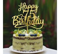 Sleyberoy Acrylic Happy 75th Birthday Cake Topper- Hello 75,Cheers to 75 Years,75th Anniversary/Birthday Party、,Boys and girls, men and women Happy Birthday Selected cake decoration (75th)