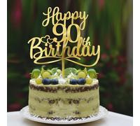 Sleyberoy Acrylic Happy 90th Birthday Cake Topper- Hello 90,Cheers to 90 Years,90th Anniversary/Birthday Party、 men and women Happy ninety Birthday Selected cake decoration(90th)