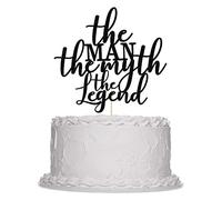 Sleyberoy Black Glitter The Man The Myth The Legend Cake Topper - For happy birthday for men, Dad Happy Birthday Party, Father's Day Party, Men's Retirement Farewell Party Cake Decorating Supplies