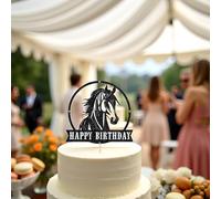 Sleyberoy Horse Happy Birthday Cake Topper, Equestrian Themed/Horse Birthday Decoration, Adult Party Party Decoration Supplies