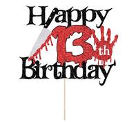 Sleyberoy Killer Happy 14th Birthday Cake Topper, Halloween Horror Theme, Level 14 Unlocked Party Decorations (13th)