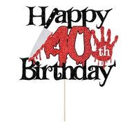 Sleyberoy Killer Happy 14th Birthday Cake Topper, Halloween Horror Theme, Level 14 Unlocked Party Decorations (40th)