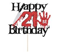 Sleyberoy Killer Happy 14th Birthday Cake Topper, Halloween Horror Theme, Level 14 Unlocked Party Decorations (21st)