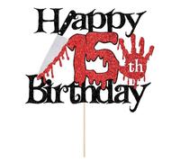 Sleyberoy Killer Happy 14th Birthday Cake Topper, Halloween Horror Theme, Level 14 Unlocked Party Decorations (15th)