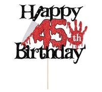 Sleyberoy Killer Happy 14th Birthday Cake Topper, Halloween Horror Theme, Level 14 Unlocked Party Decorations (45th)