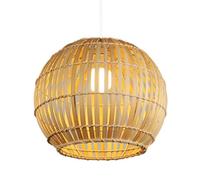 SLFFLS 15.7in Large Chandelier Boho Wicker Hand Woven Pendant Light Farmhouse Tropical Hanging /27 Fixtures Handmade For Living Kitchen Island Dining Room Hallway,1-Lights
