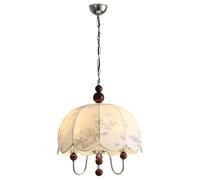 SLFFLS 17.7" Chandelier, 3-Lights Boho Pendant Light,Fabric Chandeliers Dining Room with Chrome Finish and Fabric Shade, Wood Hanging Ceiling Lighting Fixture for Kitchen Island