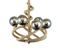 SLFFLS 6 Lights Magic Bean Glass Globe Shade Industrial Chandelier Retro Lighting Fixture E- Adjustable Ceiling Pendant Lamp Dining Chandeliers
