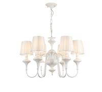 SLFFLS 8-Lights White French Country Bedroom with Pleated Fabric Shade Large Farmhouse Foyer Chandelier Nordic Light for Living Dining Room Kitchen Island Entryway/6 Lig