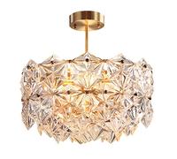 SLFFLS American All-copper Chandelier, Post- Luxury Crystal Pendant Light, Dining Bedroom Villa Hotel Guest Room Ceiling Hanging Lamp The New