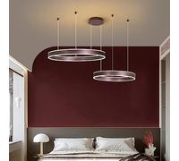 SLFFLS Antique Bronze Round 3 Ring Circular Ceiling Pendant Lamp Minimalism 3200K Warm White Up Down Large Hanging for Living Room Bedroom Kitchen Hotel,40+60cm-A