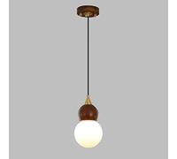 SLFFLS Bar Glass Calabash Small Chandelier New Chinese Black Walnut Solid Wood Pendant Creative Copper Bedside Hanging Chinese Tea Room Lamp for Home Tea Room