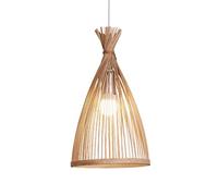 SLFFLS Beige Cage Lamp Shade Vintage Wicker Pendant Lights Hand-Woven Rattan Basket Lantern Chandeliers Natural Woven Home Ceiling Light Fixtures For Restaurant Living Room Bedroom