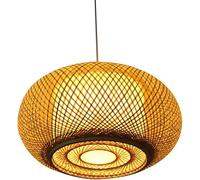 SLFFLS Beige Cage Lamp Shade Wicker Chandelier Style Handmade Rattan Woven Hollow Hanging Lamp Rustic Wicker Woven Dining Table Ceiling Lamps,Luxury
