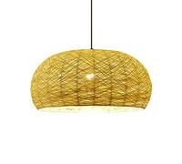 SLFFLS Beige Lamp Shade Boho Style Pendant Natural Creative Cage Farmhouse Chandelier Rattan Basket Wicker Ceiling Light Fixtures for Hallway Dining Room Kitchen