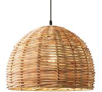 SLFFLS Boho Rattan Dining Light Japanese Retro Style Kitchen Island Hanging Lamp Nordic Handmade Woven Basket Bedroom Chandelier Height Adjustable for Living Room Farmhouse/30Cm