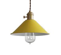 SLFFLS Candy Color Single Head Chandelier Retro Lamp Shade Industry 1 Lights Pendant Fixture Creative Adjustable Chandeliers Farmhouse Dining Room (Yellow)