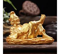 SLFFLS Car Dashboard Ornament Zen Statue Bobblehead Office Cab Small Decoration Interior Accessories,Gold,Pray