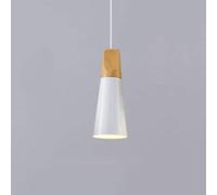 SLFFLS Chandeliers, European Little Pendant Lights Single Head Personality Hanging Lamp Wood Plus Metal Creative Bedroom Ceiling Chandelier Chandeliers(White)