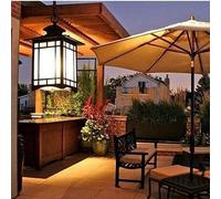 SLFFLS Chinese Ip65 Waterproof Square Outdoor E27 Light Porch Lantern Front Door Corridor Aisle Chandelier Japanese-Style Balcony Villa Pavilion Glass Hanging Cceiling Lamp Perfec/26 * 18Cm