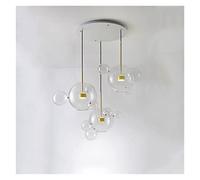 SLFFLS Creative Decorative LED Elements Kitchen Island Ceiling Pendant Lights Designer Nordic Art Transparent Glass Soap Bubble Chandelier Lamp Chandeliers Size : Three lights-a
