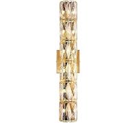 SLFFLS Crystal Glass Linear Long Bar Bathroom Vanity Lighting Fixture Gold Bedside Wall Mounted Lamp for Bedroom Hallway Living Room Hote, (6lights)