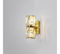SLFFLS Crystal Glass Linear Long Bar Bathroom Vanity Lighting Fixture Gold Bedside Wall Mounted Lamp for Bedroom Hallway Living Room Hote, (2lights)
