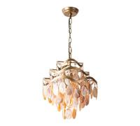 SLFFLS Crystal Metal Shade Pendant Lamp Pink Shell Chandelier Unique Tiered Wind Chime Ceiling Light Fixture - Suitable Compatible with Dining Living Room for Home Decor
