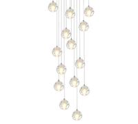 SLFFLS Crystal Staircase Villa, Long Chandelier for High Ceiling,Mid Century Raindrop Pendant Adjustable Height,Stainless Steel Base,G4,Ceiling Light, 14 L