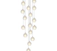 SLFFLS Crystal Staircase Villa, Long Chandelier for High Ceiling,Mid Century Raindrop Pendant Adjustable Height,Stainless Steel Base,G4,Ceiling Light, 16 L