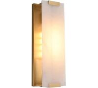 SLFFLS Decoration Marble White Alabaster Glass Long Bar Indoor Natural Stone Gold Wall Mounted Lamp Black Bathroom Vanity Light Fixture for Bedroom Living Room(Gold-46cm)