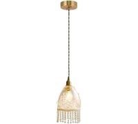 SLFFLS Embossed Rose Chandelier, Glass Copper Imitation Pearl Material Adjustable Pendant Lamp, French Romance Style Light Source Pendant Light, Fixtures