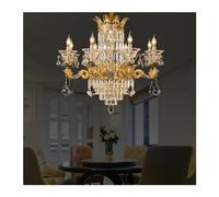 SLFFLS European Hall Chandelier Luxury Living Room French Bedroom Crystal Lamp Architectural Stairwell Long Chandelier,Pendant Light