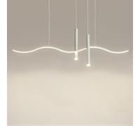 SLFFLS Fixture White Dimmable Twisted Wave Linear Chandelier Long Strip Ceiling Spot Light for Dining Room Kitchen Island Table Foyer Entryway Restaurant Bar/80Cm/6000K