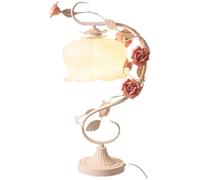 SLFFLS Flower Pink Milk Glass Green Vintage Floral Lamps White Desk Lamp For Bedside Table Girls Bedroom Living Kids Room Nightstand