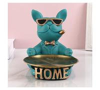 SLFFLS French Bulldog,Dog Deco Figurines, with Tray, Resin Sculpture Deco for Hallway, Living Room, Office, Desktop Ornament,B orange