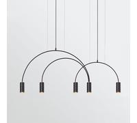 SLFFLS Geometric Lines Pendant Light Arched Shape with Adjustable Height, Metal Chandelier Available,for Various Rooms