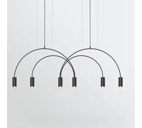 SLFFLS Geometric Lines Pendant Light Arched Shape with Adjustable Height, Metal Chandelier Available,for Various Rooms