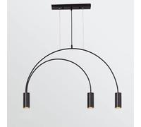 SLFFLS Geometric Lines Pendant Light Arched Shape with Adjustable Height, Metal Chandelier Available,for Various Rooms