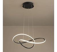 SLFFLS Geometric Woven Dining Room Chandelier, Acrylic Shade Metal Linear Dimmable Pendant Lights (Color Dark, Size : Trichromatic Light)