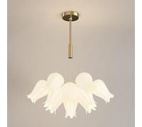 SLFFLS Home Decoration Floral Ceiling Lighting Fixture Boho Light White Milk Acrylic Chandelier Girls Country House Lamp for Living Dining Room Kitchen/D/13 Lights