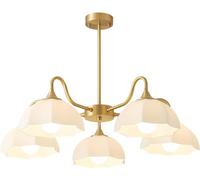 SLFFLS Kitchen Chandeliers Over Table Mid Century Ceiling 5 Sputnik Light Fixtured Milk Glass Hanging Lamp for Dining Room Island Bedroom Farmhouse/5 Lights