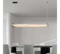 SLFFLS LED Linear Pendant Light, Dining Room Table Dimmable Long Strip Chandelier, Nordic Cloud Glass Shade Hanging Lamp For Kitchen Island Farmhouse Hallway