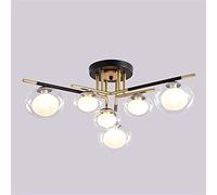 SLFFLS Light Ceiling lamp Bedroom Living Room Restaurant Transparent Glass lampshade Black Gold Iron lampBody ing ?74cm G9*6 18W Containing