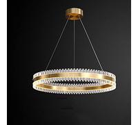 SLFFLS Light Luxury Crystal, Ring Shape Restaurant Pendant Dimmable Full Copper Ceiling Decorative Fixture, 38W, 63W,A-38W