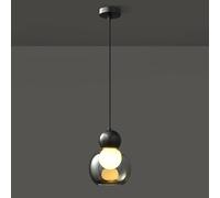 SLFFLS Mid Century Minimalist Copper Table Light Nordic Creativity Clear Glass Globe Hanging Lamp Single Head Chandelier Indoor for Bedroom Bedside Dining Room/K